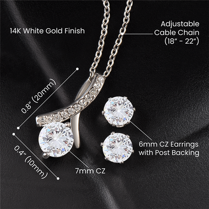 Alluring Beauty Necklace and Cubic Zirconia Earring Set 14k white gold