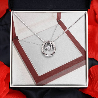 Lucky In Love White Gold Over Stainless Steel necklace