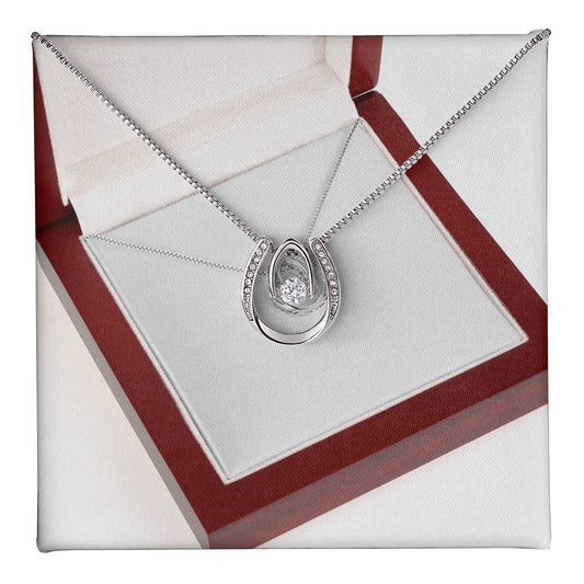 Lucky In Love White Gold Over Stainless Steel necklace