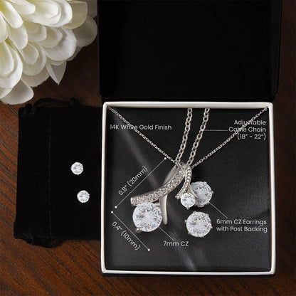 Alluring Beauty Necklace and Cubic Zirconia Earring Set 14k white gold