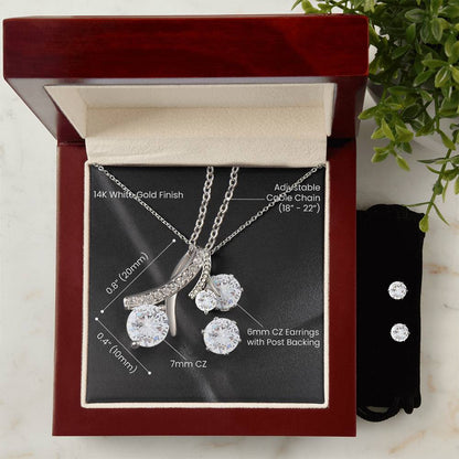 Alluring Beauty Necklace and Cubic Zirconia Earring Set 14k white gold