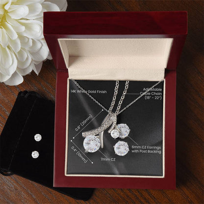 Alluring Beauty Necklace and Cubic Zirconia Earring Set 14k white gold